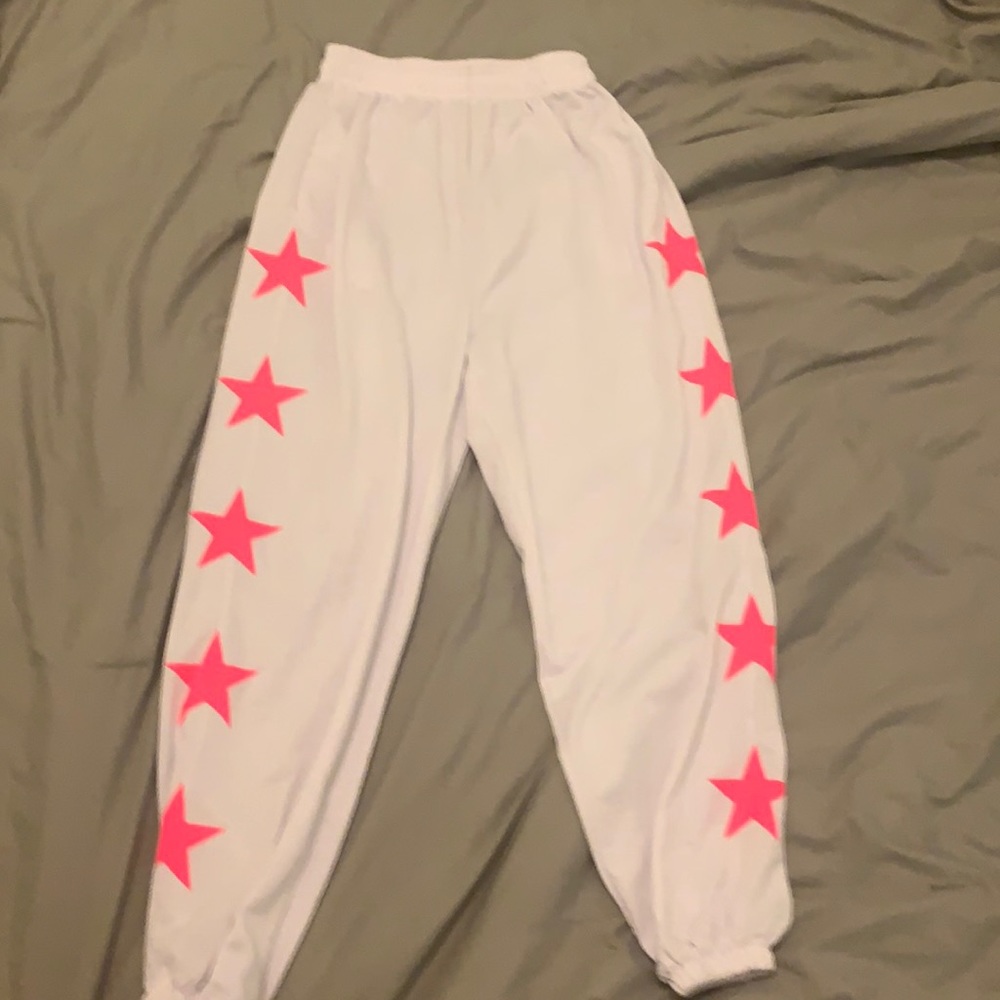 Pink and white star sweatpants